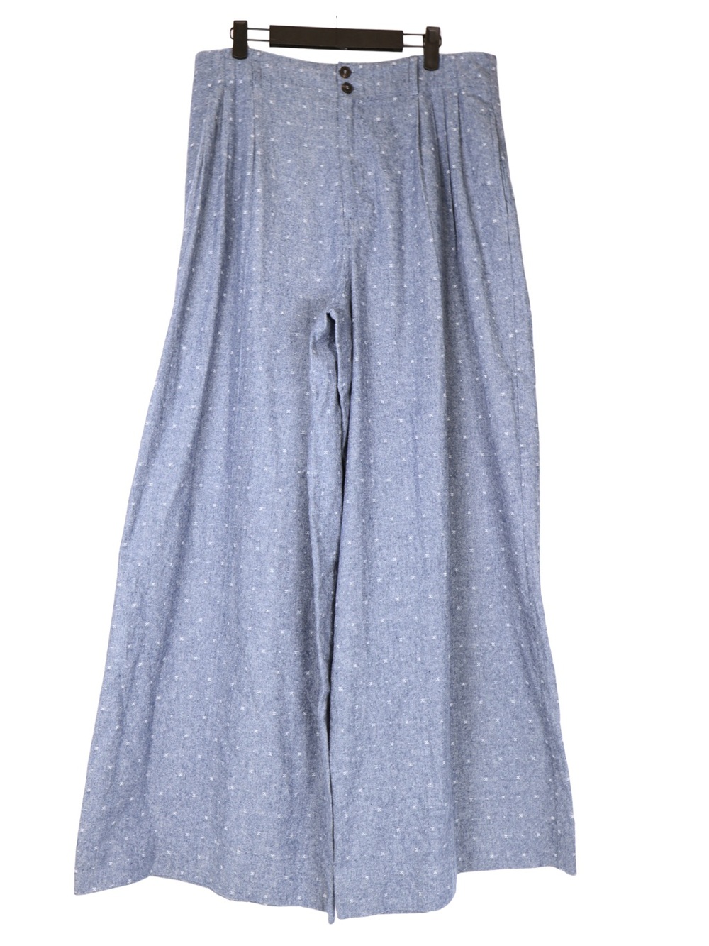 CeCe Blue Wide Leg Pants Size 12 High Rise Pleated Chambray Look
